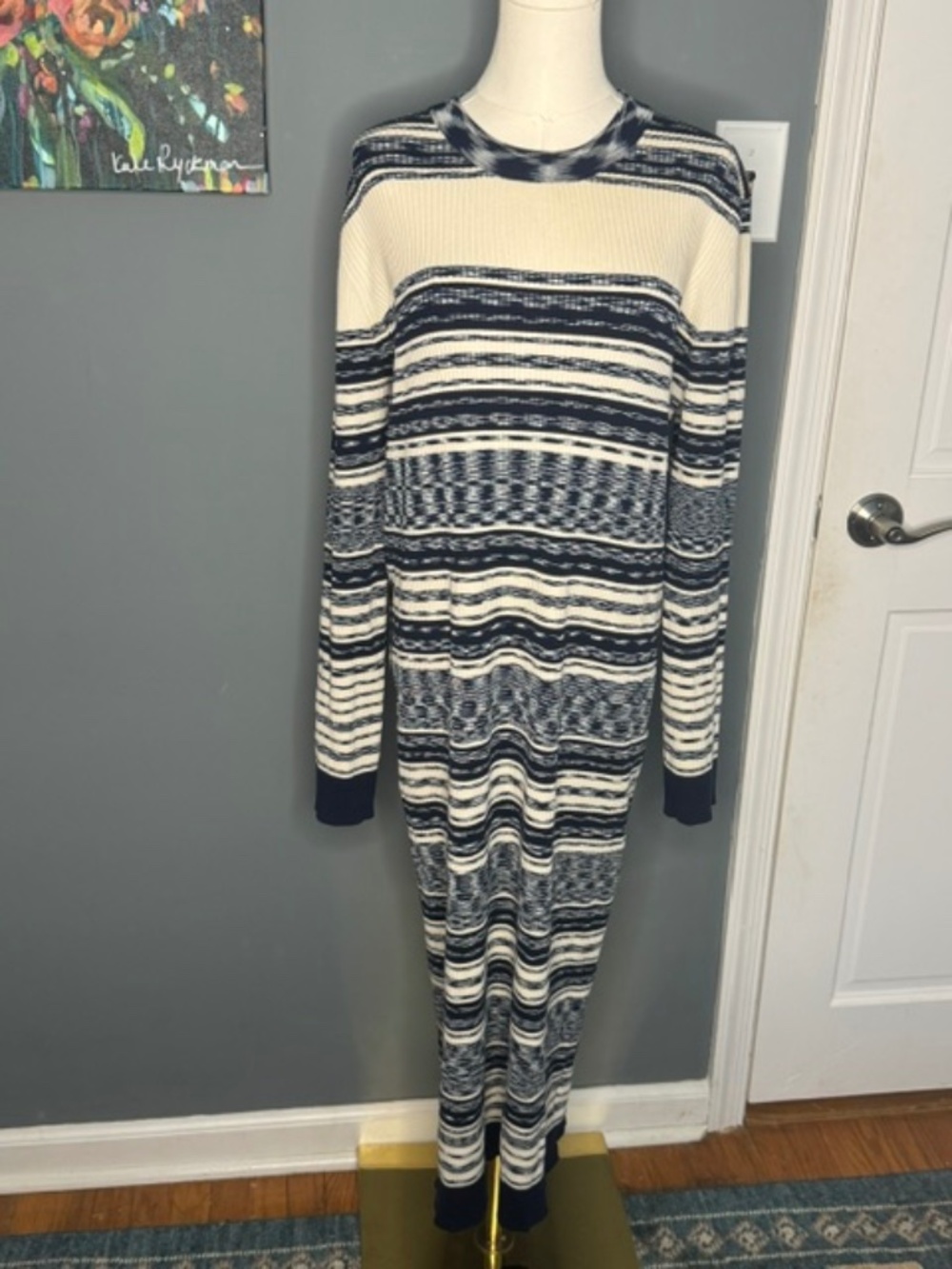Tory Burch Striped Knit Midi Dress